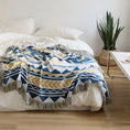 Charger l'image dans la visionneuse de la galerie, Bleu / 130 x 160 cm Plaid Coton Bleu Ethnique