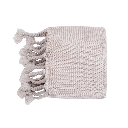 Beige / 130 x 170 cm Plaid Tressé