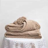Beige Foncé / 130 x 160 cm Plaid Crochet Moderne