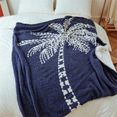 Bleu / 130 x 160 cm Plaid Palmier