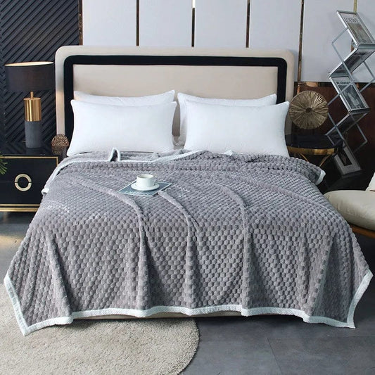 Gris / 100 x 150 cm Plaid Couvre Lit