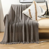 Gris / 127 x 180 cm Plaid Nid d'Abeille