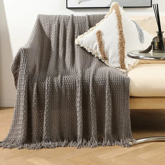 Gris / 127 x 180 cm Plaid Nid d'Abeille