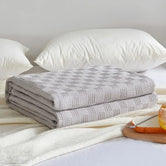 Gris Clair / 100 x 150 cm Plaid en Gaze de Coton Gaufré