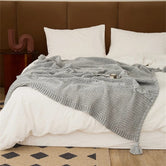 Gris Clair / 130 x 160 cm Plaid Gris Tricot