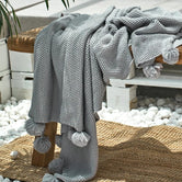 Gris Clair / 130 x 160 cm Plaid Tricot Acrylique