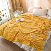 Jaune / 100 x 120 cm Plaid Velours Cotelé