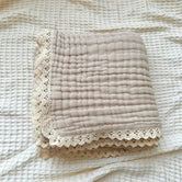 Khaki / 105 x 105 cm Plaid Bébé Coton Bio