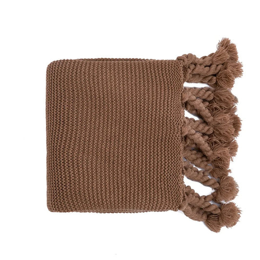 Marron / 130 x 170 cm Plaid Tressé