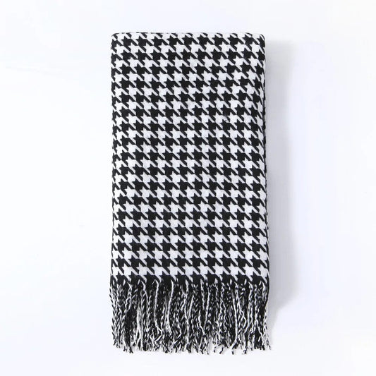 Noir / 127 x 152 cm Plaid Pied de Poule