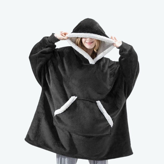 Noir Sweat Plaid Polaire Femme