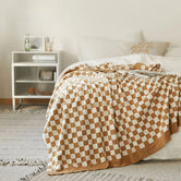 #Plaid a Carreaux Marron Marron / 130 x 160 cm