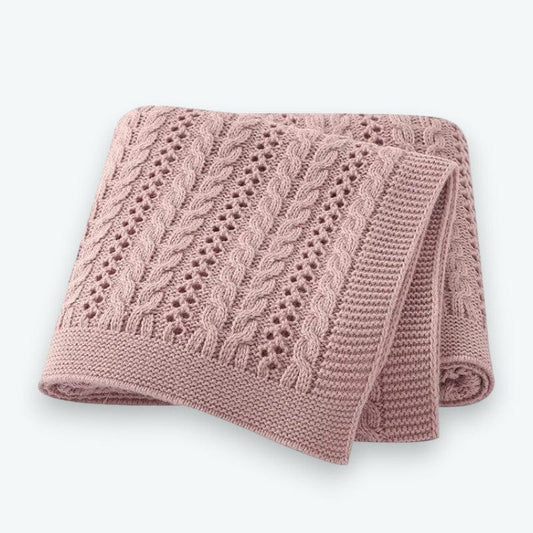 Plaid Bébé Tricot Rose / 90 x 70 cm