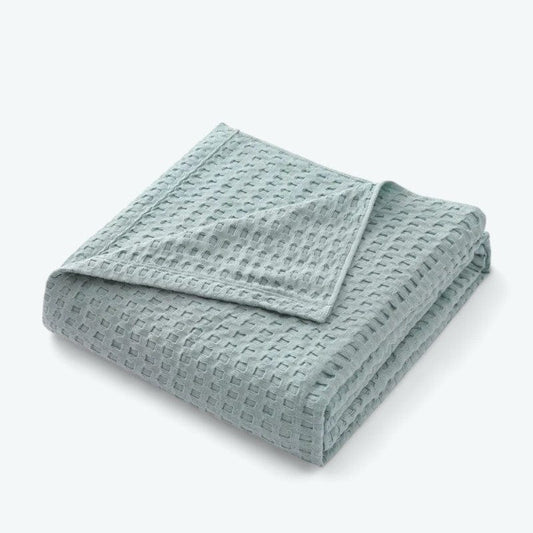 Plaid Coton Gaufré Bleu / 150 x 200 cm