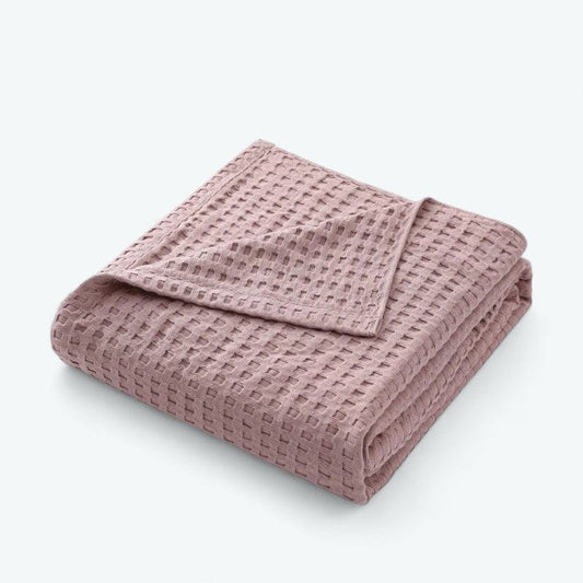 Plaid Coton Gaufré Rose / 150 x 200 cm