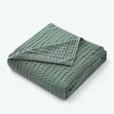 Plaid Coton Gaufré Vert / 150 x 200 cm