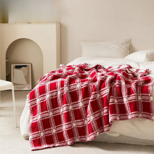 Rouge / 130 x 160 cm Plaid à Carreaux