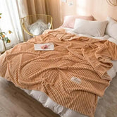 Saumon / 100 x 120 cm Plaid Velours Cotelé